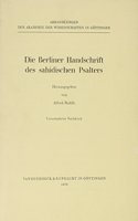 Die Berliner Handschrift Des Sahidischen Psalters