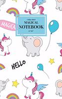 Magical Notebook - College ruled: 6"x9" 120 page Unicorn & Elephant magical designed notebook used for Notes, Journal, Diary, School notes- Matte Finish