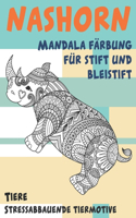 Mandala Färbung für Stift und Bleistift - Stressabbauende Tiermotive - Tiere - Nashorn
