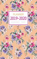 Planner 2019-2020 Academic Year: 8.5 x 11 Weekly Monthly Notebook Organizer Large with Hourly Time Slots Colorful Sketched Flower Design Orange