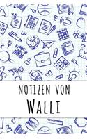 Notizen von Walli: Kariertes Notizbuch mit 5x5 Karomuster für deinen personalisierten Vornamen