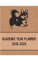 Academic Year Planner 2019-2020: Corgi Daily, Weekly and Monthly Organizer for the Year from July 2019 through June 2020