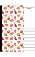 Composition Notebook Top Blank: Trendy Foodies Kawaii Back to School Writing Notebook for Students and Teachers in 8.5 x 11 Inches