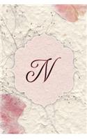 N: Flower Petal Journal, Monogram Initial Letter N Lined Diary Notebook