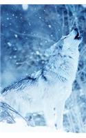 Blue Howling Wolf in Winter Illustration Art Journal