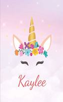 Kaylee: Personalized Unicorn Sketchbook For Girls With Pink Name - Girls Customized Personal journal/ blank book - 8.5x11 110 Pages Doodle Sketch Create- cu