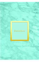 Dorothee: Custom dot grid diary for girls - Cute personalised gold and marble diaries for women - Sentimental keepsake notebook journal - Bright blue aqua tea