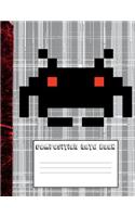 Composition notebook: 8-bit art and computer glitch wide ruled large (8.5 x 11") school notebook for gamers, boys, girls, computer geeks and retro game fans