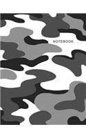 Notebook: Composition Book, Journal (8.5 X 11 Inches, 120 Pages, Lined Paper) Camouflage Design-Gray