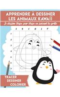 Apprendre à dessiner les animaux Kawaïï. Je dessine étape par étape en suivant la grille. Tracer, dessiner, colorier.