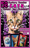 Mystery Mosaics Color by Number: 50 Cats: Pixel Art Coloring Book with Dazzling Hidden Cat Breeds, Color Quest on Black Paper, Extreme Challenges for Relaxation and Stress Relief 4m