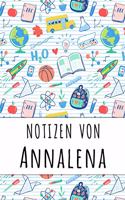 Notizen von Annalena: Liniertes Notizbuch für deinen personalisierten Vornamen