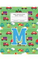 Primary Composition Notebook Grades K-2 Story Journal M: Cars Pattern Primary Composition Book Letter M Personalized Lined Draw and Write Handwriting Paper Picture Space and Dashed Midline Notebook for Boy