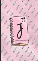 Composition Notebook J: Monogrammed Initial Primary School Wide Ruled Interior Notebook