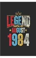 Legend Since August 1984: Small Lined Notebook (6 X 9 -120 Pages) for 35th Birthday Gift Idea for Women and Men