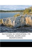 Imitation in Education, Its Nature, Scope and Significance;