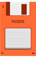 Orange Passdisk Floppy Disk 3.5 Diskette Retro Password log [110pages][6x9]