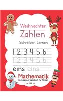 Weihnachten Zahlen Schreiben Lernen Mathematik Aktivitäts-Arbeitsbuch für Kinder Alter 2-5: Spurnummern, Handschrift üben und Addition lernen, Subtraktionsarbeitsbuch für Pre K, Vorschule, Kindergarten und Kleinkinder (Christmas Number Trac