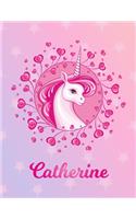 Catherine: Catherine Magical Unicorn Horse Large Blank Pre-K Primary Draw & Write Storybook Paper - Personalized Letter C Initial Custom First Name Cover - Sto