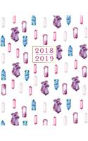 2018 - 2019 Weekly Planner: Pretty Gemstone Crystal Pattern 16 Month Calendar Book