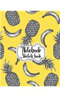 Notebook Sketchbook: Pineapple and Banana: Paper book for Sketching, Drawing, Journaling & Doodling (Sketchbooks), Perfect Large size at 8" x 10", 120 Pages