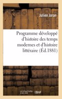 Programme Développé d'Histoire Des Temps Modernes Et d'Histoire Littéraire