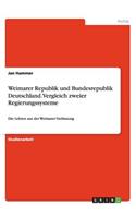 Weimarer Republik und Bundesrepublik Deutschland. Vergleich zweier Regierungssysteme: Die Lehren aus der Weimarer Verfassung