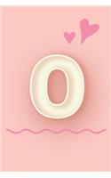 O: Cute Letter O initial Alphabet Monograme Notebook, Sweet Letter monogramend design with Pink heart Blank lined Note Book Journal for kids girls & Wo