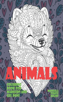 Coloring Book for Markers and Gel Pens - Animals - Mandala Stress Relief