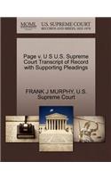 Page V. U S U.S. Supreme Court Transcript of Record with Supporting Pleadings
