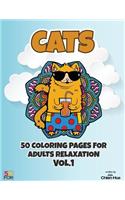 Cats 50 Coloring Pages For Adults Relaxation Vol.1