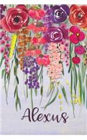 Alexus: Personalized Lined Journal - Colorful Floral Waterfall (Customized Name Gifts)