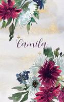 Camila: Personalized Journal Gift Idea for Women (Burgundy and White Mums)