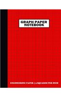 Graph Paper Notebook. Engineering Paper-5 Squares Per Inch: Grid Notebook/Grid Paper Journal 8.5x11 in. Red