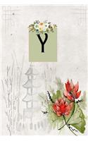 Y: : Monogrammed Initial Floral lined 6x9 Paperback Notebook Journal Pretty Diary for Women Girls Teens Gift Giving