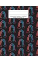 Composition Notebook - Wide Ruled: 75 sheets / 150 pages, 8.5" x 11" Colorful Rainbows on Black Background