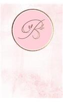 B: Monogram Journal Monogrammed with Personalized Rose Gold Letter 'b'(2 Pastel Pink Rose Gold Monogram)