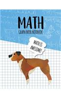 Math Graph Paper Notebook: Blank Graph Note Book Pages - Boxer Dog Blue Algebra(38 4x4 Graph Composition Notebook for Kids)