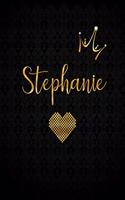 Stephanie: Personalized Black XL Journal with Gold Lettering, Girl Names/Initials 8.5x11, Journal Notebook with 110 Inspirational Quotes, Journals to Write In 