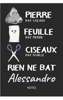 Rien ne bat Alessandro - Notes: Noms Personnalisé Carnet de notes / Journal pour les garçons et les hommes. Kawaii Pierre Feuille Ciseaux jeu de mots. Fournitures scolaires, premie