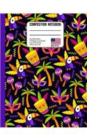 Composition Notebook 4x4 Graph Paper: Coconut Tree Toucan Tropical Party Back to School Composition Book for Teachers, Students, Kids and Teens