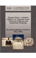 Repass (Paul) V. Vreeland (Albert) U.S. Supreme Court Transcript of Record with Supporting Pleadings