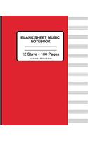 Blank Sheet Music Notebook - Manuscript Paper (Red)