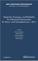 Materials, Processes, and Reliability for Advanced Interconnects for Micro- And Nanoelectronics -- 2011: Volume 1335