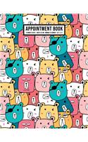 Bear Appointment Book: Undated Hourly Appointment Book - Weekly 7AM - 10PM with 15 Minute Intervals - Large 8.5 x 11