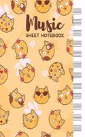 Music Sheet Notebook: Blank Staff Manuscript Paper with Cute Cat Emotions Themed Cover