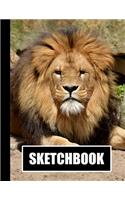 Sketchbook: Lion Cover Design - White Paper - 120 Blank Unlined Pages - 8.5" X 11" - Matte Finished Soft Cover
