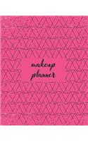 Makeup Planner: Face Chart Workbook for Planning and Practicing Makeup/Personal and Professional Hot Pink with Classy Black Textured Design