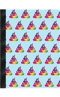 My Super Cute Blue Rainbow Poop Emoji 2x2 Quad Graph Paper Notebook: 150 Pages or 75 Sheets, 1/2 Inch Squares, Softcover