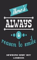 There's Always A Reason To Smile: Newborn Baby Boy Logbook: Happy Living Quotes, Baby's Eat, Sleep, Poop Schedule Log Journal Large Size 8.5" x 11" Child's Health Record Keeper, Baby